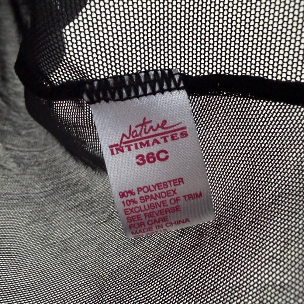 Vintage Y2K Native Intimates Black & Silver Hearts Sheer Mesh Babydoll Size 36C - Picture 6 of 6